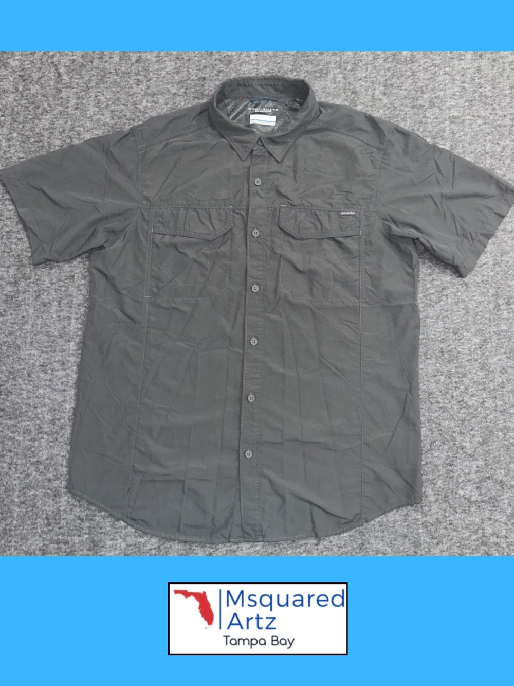 Columbia Omni-Shade Short Sleeve Fishing Shirt Mens Large Gray Nylon Outdoor